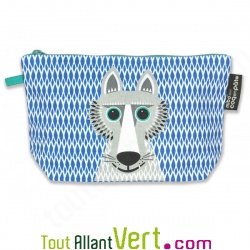 Grande trousse en coton bio Loup 22 x 13 cm