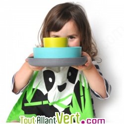 Coffret Assiette, Bol et Verre + Serviette pour enfant, Bambou et Coton Bio