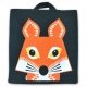 Sac  dos enfant en coton bio Renard orange et ardoise, 23 x 27 x 7,5 cm