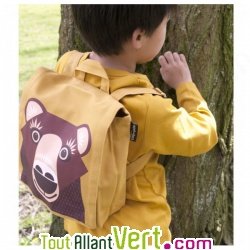 Sac  dos enfant en coton bio Ours brun, 23 x 27 x 7,5 cm