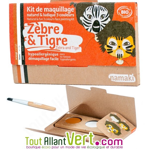Kit maquillage bio enfant 3 couleurs, Zèbre et Tigre achat vente écologique  - Acheter sur