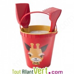 Set de plage cologique Girafe (pelle, rateau, seau, tamis), 2 ans+
