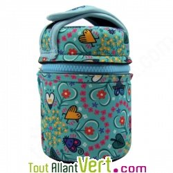 Lunch Box isotherme inox avec housse turquoise et motifs colors, 0,5L