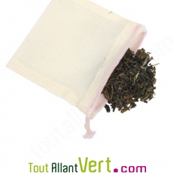 Sachet de thé réutilisable en coton bio, lot de 5