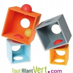 Boite empilable quilibriste et ses 4 boules en bois, 1 an +