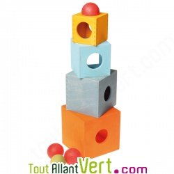 Boite empilable quilibriste et ses 4 boules en bois, 1 an +