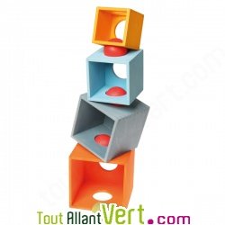 Boite empilable quilibriste et ses 4 boules en bois, 1 an +