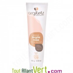 Masque Argile rose pour le visage, peaux sensibles et ractives, 100g, Argiletz
