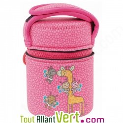 Lunch Box isotherme inox avec housse rose Girafes et bbs papillons, 0,5L