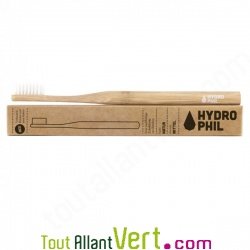 Brosse à dents durable en bambou, poils nylon medium