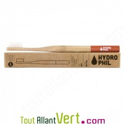 Brosse à dents durable en bambou, poils nylon medium