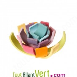 Grand tunnel couleurs pastels bois empilable, 12 pièces, 38 cm