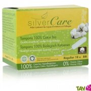 Tampons hygiéniques coton bio, Régulier, sans applicateur, lot de 18, Silvercare