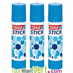 Lot 3 tubes de colle à papier 10g Bleu en baton rond, Eco-logo