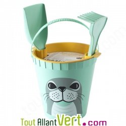 Set de plage cologique Phoque (pelle, rateau, seau, tamis), 2 ans+