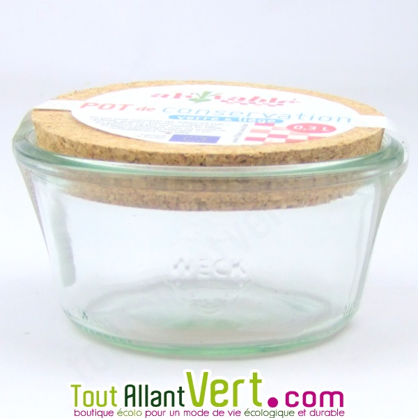 Pot de conservation en verre et bouchon liège 0.3L achat vente écologique -  Acheter sur