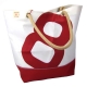 Sac cabas haut en voile de bateau recycl, blanc et rouge, 35x42cm