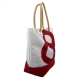Sac cabas haut en voile de bateau recycl, blanc et rouge, 35x42cm