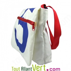 Sac besace en voile de bateau recycl Bleu et rouge, 37 cm