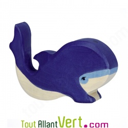 Baleine bleue en bois, petite, 9.5cm
