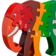 Puzzle en bois éléphant avec nombres de 1 à 10