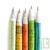 5 crayons de bois en papier journal