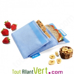 Sac à gouter Snack\'NGo Duo Bleu avec 2 pochettes réutilisable et lavable