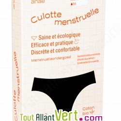 Culotte menstruelle flux moyens en coton bio, Noir