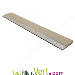 Rgle 30cm biseaut en bois bord blanc non trait origine France