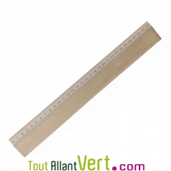 Rgle 30cm biseaut en bois bord blanc non trait origine France