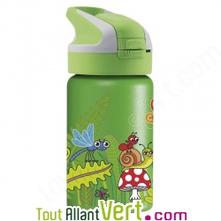 Gourde enfant inox isotherme avec bouchon paille, Insectes 350ml