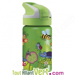 Gourde enfant inox isotherme avec bouchon paille, Insectes 350ml