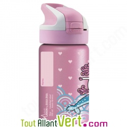 Gourde enfant inox isotherme avec bouchon paille, Licorne 350ml