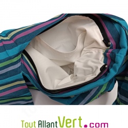 Sac Bandoulire  rayures bleu et vert en Coton Bio