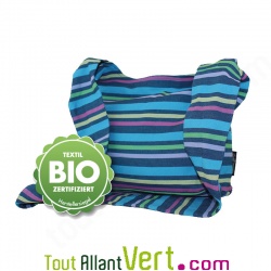 Sac Bandoulire  rayures bleu et vert en Coton Bio