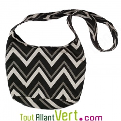 Sac Bandoulire en Toile noire et blanc, en Coton Bio