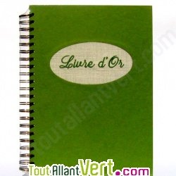Livre d\'or recycl  spirale, brod sur lin, 21x29,7cm, 60 pages 175g