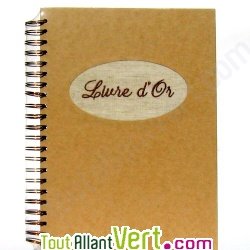 Livre d\'or recycl  spirale, beige, brod sur lin, 21x29,7cm, 60 pages 175g