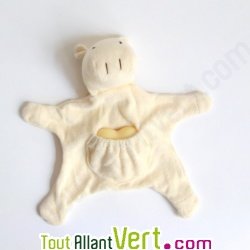 Chiffon de toilette hippopotame en coton bio + savon au lait de chvre
