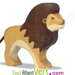 Lion en bois debout 13 cm