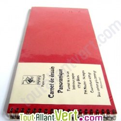 Carnet de dessin panoramique 16x34 56p 175g Rouge