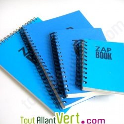 Bloc spirale à l\'italienne uni recyclé A4 80g 320 pages Bleu ZapBook