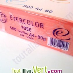 Papier A4 Evercolor 80g/m2 Couleur Rose, Bloc de 500 feuilles