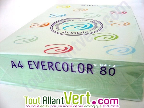 Papier couleur A4 recyclé Evercolor - 80 g - vert clair - ramette 500  feuilles 