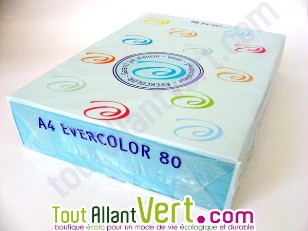 Ramette 500 feuilles papier recyclé bleu clair A4 80g Evercolor