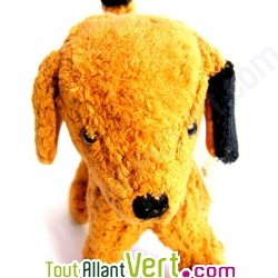 Peluche Chien Brun 24x23cm coton biologique