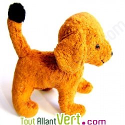 Peluche Chien Brun 24x23cm coton biologique