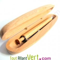 Coffret 1 stylo rtractable en bois de htre