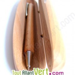 Coffret 1 stylo rtractable en bois de htre
