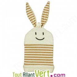 Gant de toilette enfant lapin en coton bio, Keptin Jr